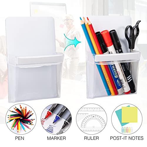 CHUNNIAO Magnetic Pencil Holders,Whiteboard Accessory with Strong Magnets, Storage Pen Pocket for Your Fridge, School Locker, Office Cabinets, 2 Pack - Image 4