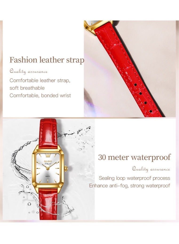 OLEVS Women's Fashion Red Belt Watch - Image 5