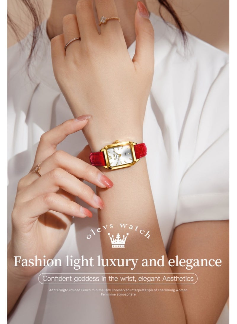 OLEVS Women's Fashion Red Belt Watch - Image 2