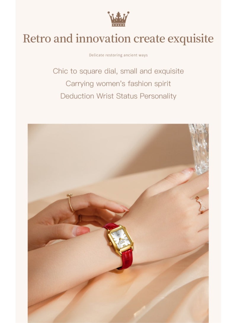 OLEVS Women's Fashion Red Belt Watch - Image 3