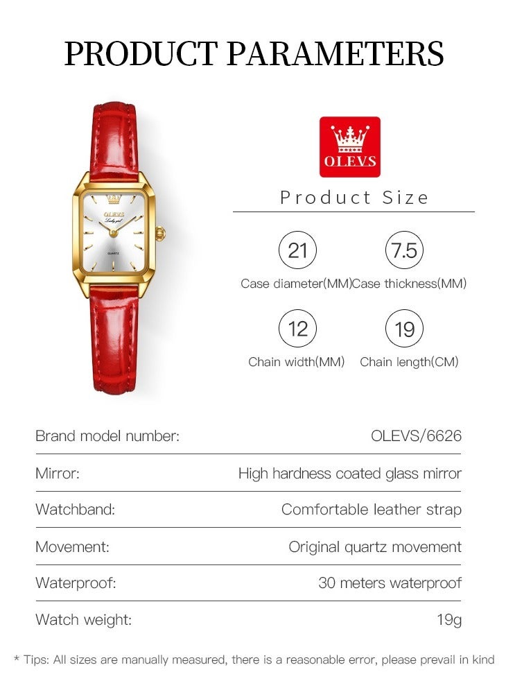 OLEVS Women's Fashion Red Belt Watch - Image 4