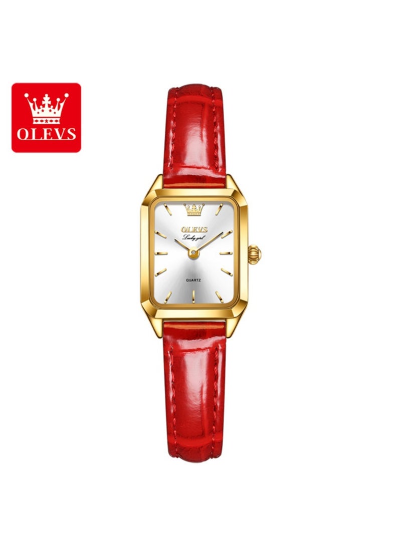 OLEVS Women's Fashion Red Belt Watch - Image 1