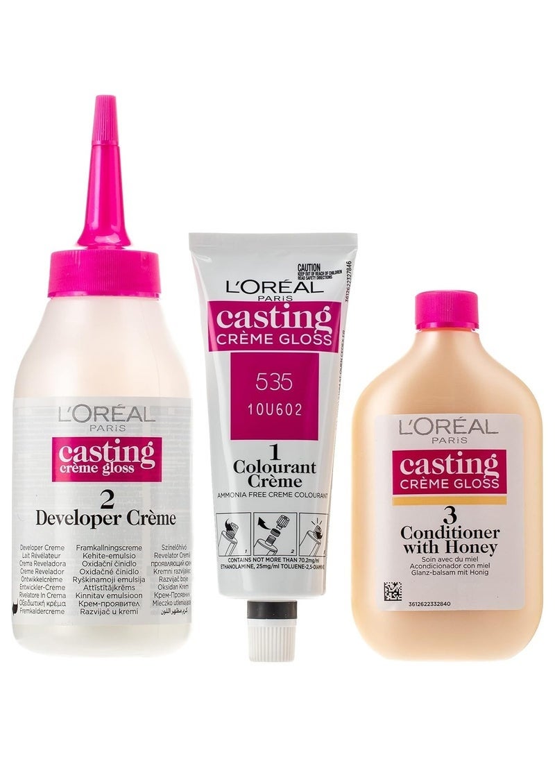 باريس لوريال باريس صبغة شعر كاستينج كريم جلوس ، 535 ماهوجني ذهبي بني فاتح - Image 5