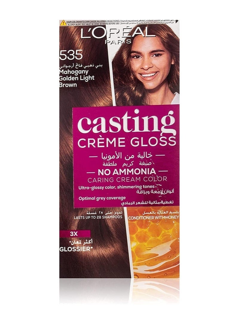 باريس لوريال باريس صبغة شعر كاستينج كريم جلوس ، 535 ماهوجني ذهبي بني فاتح - Image 2