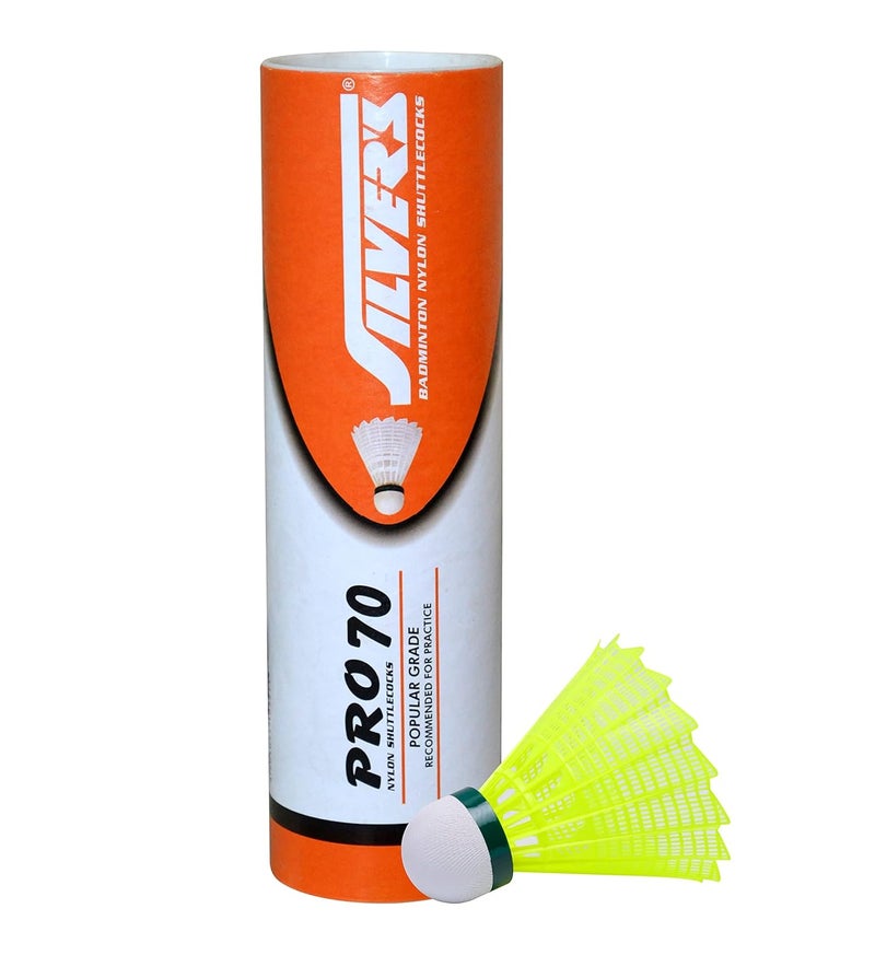 Silvers كرة الريشة نايلون برو-70، عبوة من 6 (صفراء) - Image 1