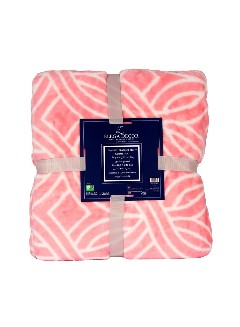 Elega Decor Flannel Blanket – Double (200x220 cm) – Geometric Print | Ultra-Soft, Premium Quality Brushed Polyester - Image 2