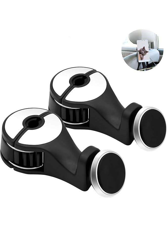 OneNine 2 In 1 Car Seat Hook With Magnetic Phone Holder, Universal Headrest Hooks, Car Backseat Purse Bag Holder Hangers Organizer - Image 1