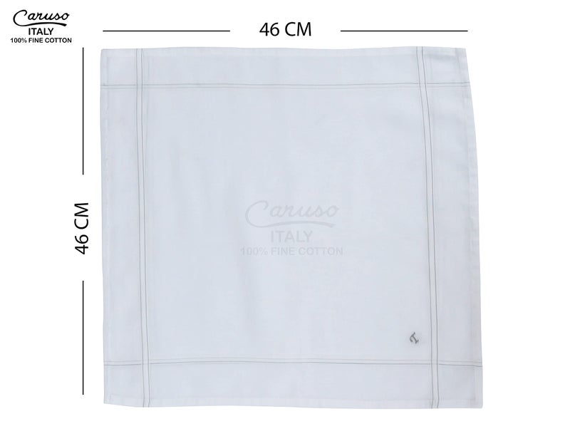 Caruso Italy Men's Initial Monogram T Embroidery Pure Cotton Formal Handkerchief White Base With Colored Border - Pack Of 6, free size - Image 4