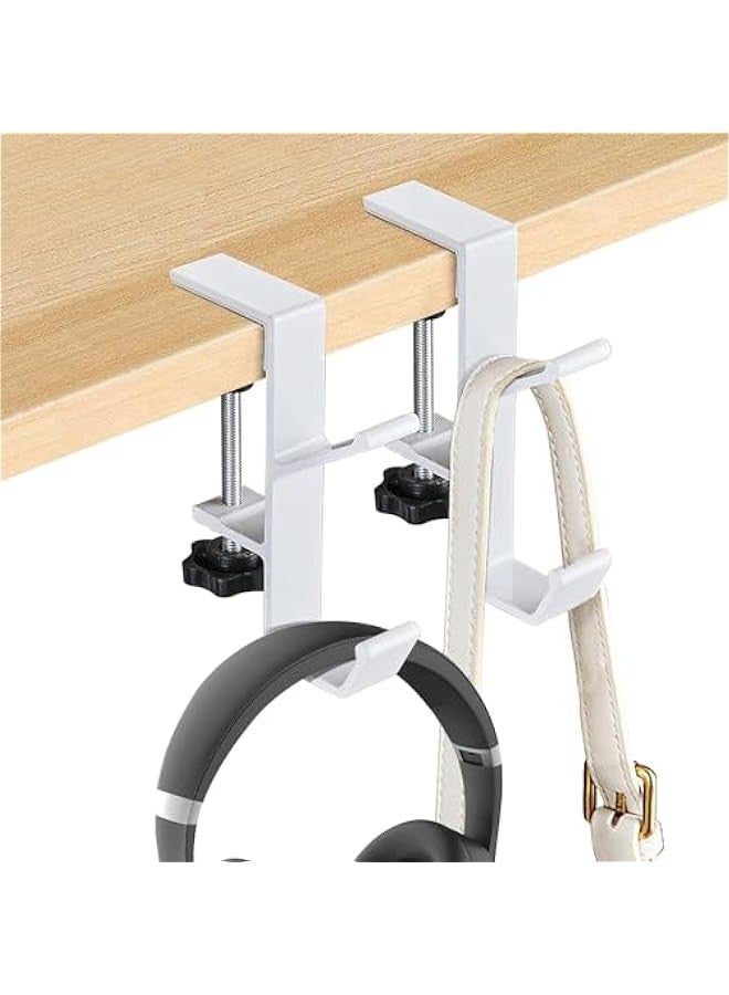 TRASSLE 2Pcs Clamp-On Under Desk Headphone Holder Backpack Hook Students' Desk Hook with Adjustable Arm Clamp Women's Bag Handbag and Purse Holder,suitable for tables of thicknesses 1-5cm  - Image 1