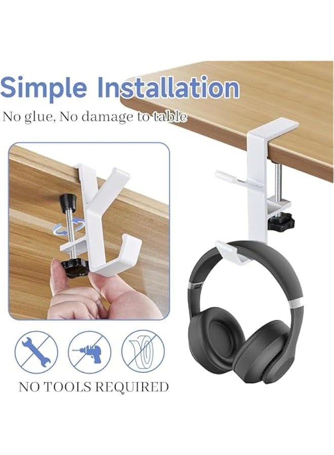 TRASSLE 2Pcs Clamp-On Under Desk Headphone Holder Backpack Hook Students' Desk Hook with Adjustable Arm Clamp Women's Bag Handbag and Purse Holder,suitable for tables of thicknesses 1-5cm  - Image 5