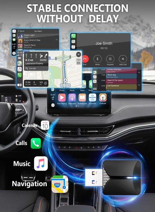 Tesmax Wireless CarPlay Adapter-Android Auto Adapter 2-in-1, Wireless 5.4 and Wi-Fi 6GHz Plug & Play, Mini Size with Extension Cable USB & USB-C/Type-C, Play Stable Connection and No Delay - Image 2