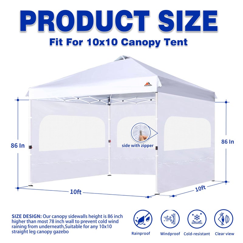 SCOCANOPY Sidewall for 10x10 Canopy Frame with Mesh Window and Zipper, 3 Pieces Sunwalls Only, (Black) - Image 2