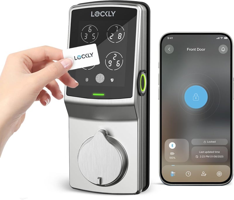 Lockly Secure Plus, RFID Card Smart Lock, Keyless Entry Door Lock, Smart Locks for Front Door, PIN Genie® Keypad, 3D Biometric Fingerprint Sensor, Auto Lock Smart Door Lock - Image 1