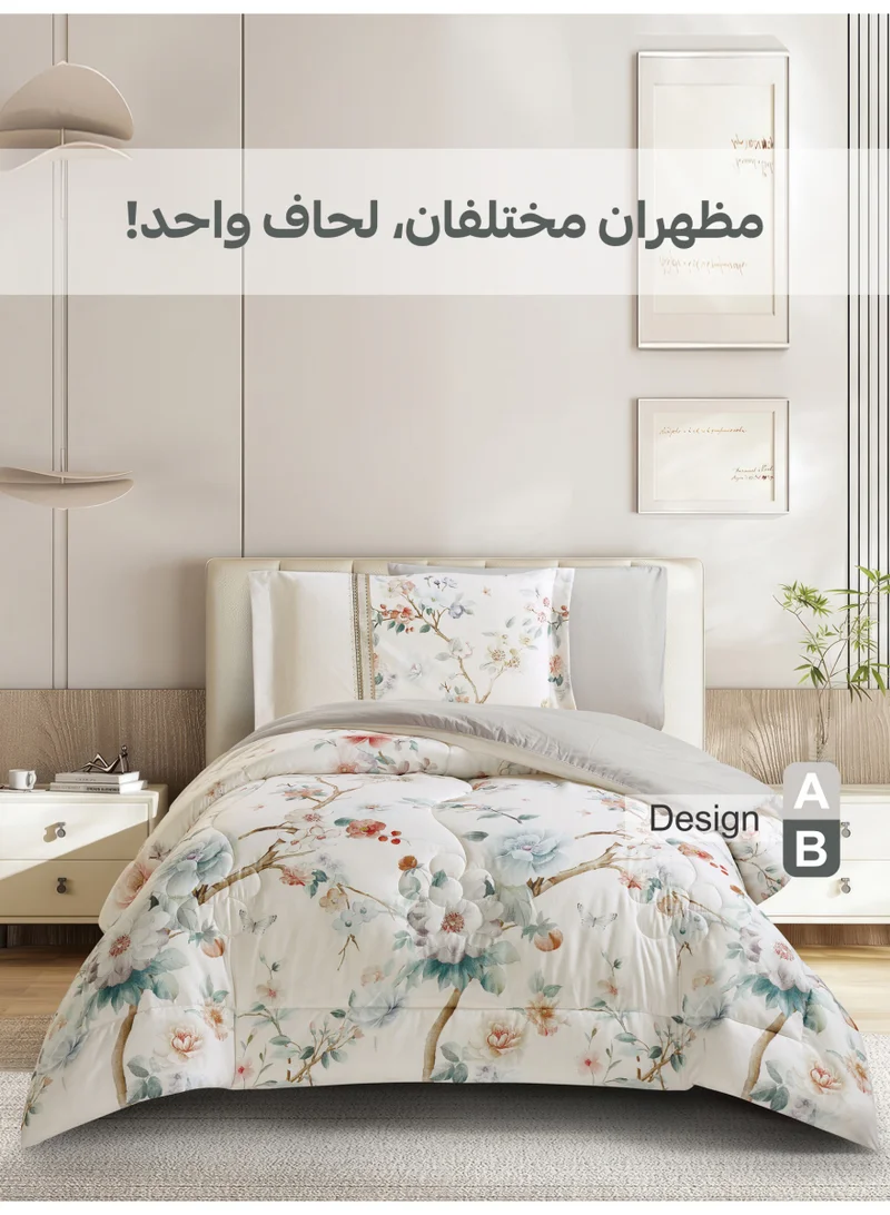 Donetella Bedding Comforter Set, twin Size Fits 120x200 cm - 4-Pcs Digital Print Quilted Bed Set, Microfiber Fabric - 1 Comforter, 1 Fitted Sheet, 1 Pillow Shams, 1 Pillowcases.