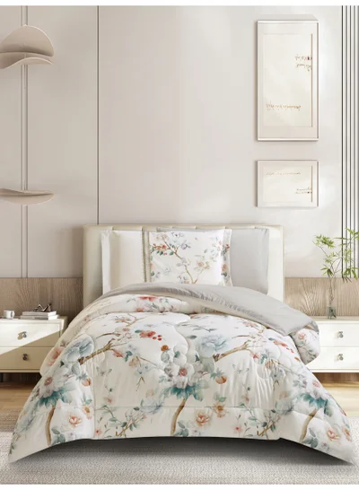 Donetella Bedding Comforter Set, twin Size Fits 120x200 cm - 4-Pcs Digital Print Quilted Bed Set, Microfiber Fabric - 1 Comforter, 1 Fitted Sheet, 1 Pillow Shams, 1 Pillowcases.