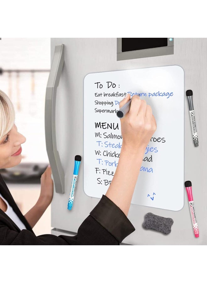 NXT Magnetic Dry Erase Whiteboard Sheet for Fridge 17x12in, Whiteboard, 3 Pens and Eraser - Refrigerator White Board Planner & Organizer - Image 2