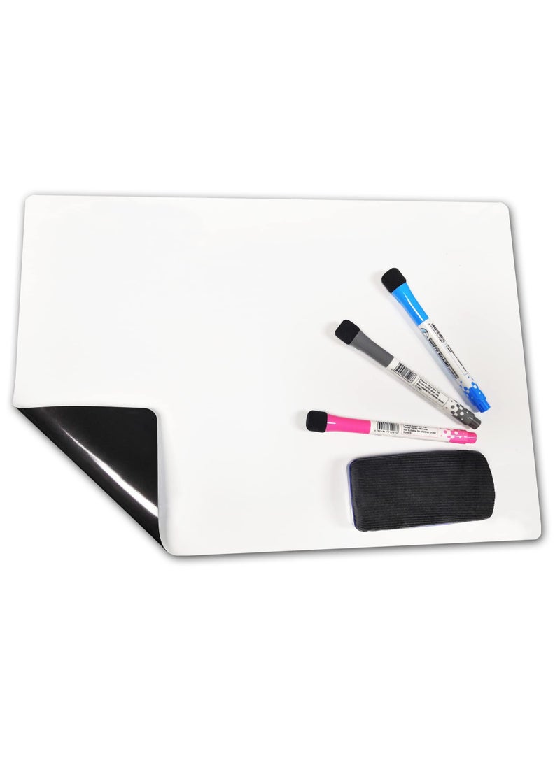 NXT Magnetic Dry Erase Whiteboard Sheet for Fridge 17x12in, Whiteboard, 3 Pens and Eraser - Refrigerator White Board Planner & Organizer - Image 3
