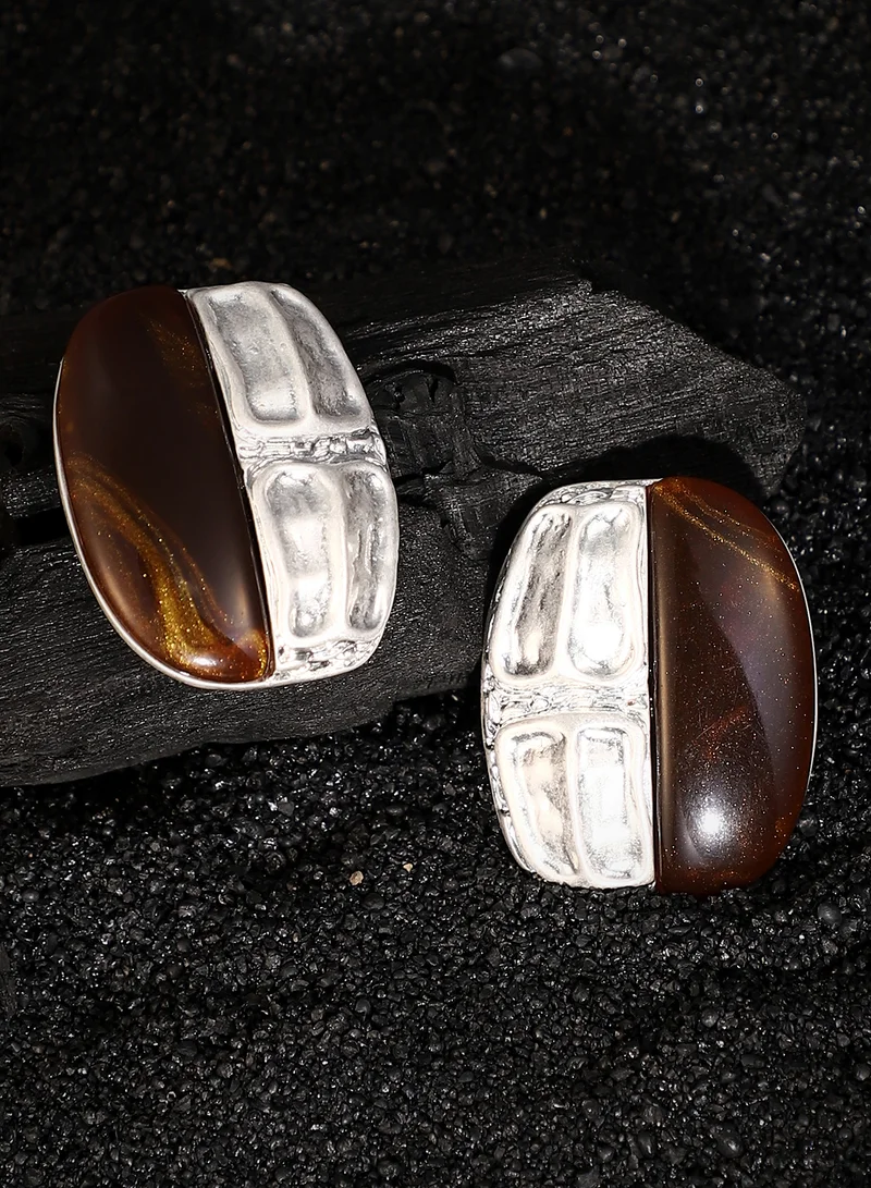 SOHI Women The Nefertiti Statement Earrings | Antique Silver Colour | One-Size | Artificial Stone Alloy Material | Push Back Closure | Earrings For Casual & Evening Wear