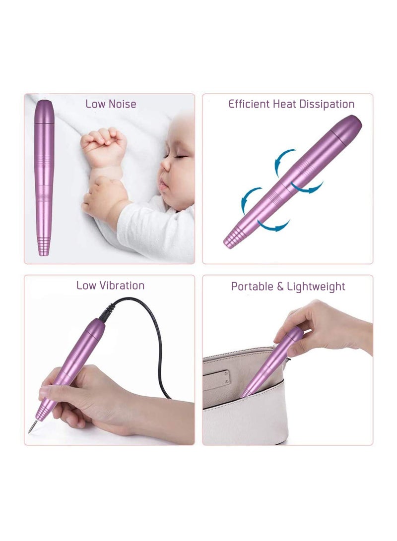 عام Portable 11-in-1 USB Manicure Pedicure Nail File Polishing Drill Machine Tools Kit Set with Sanding Bands for Acrylic Gel Nail Removal, Home  Salon Use (Pink) - Image 5