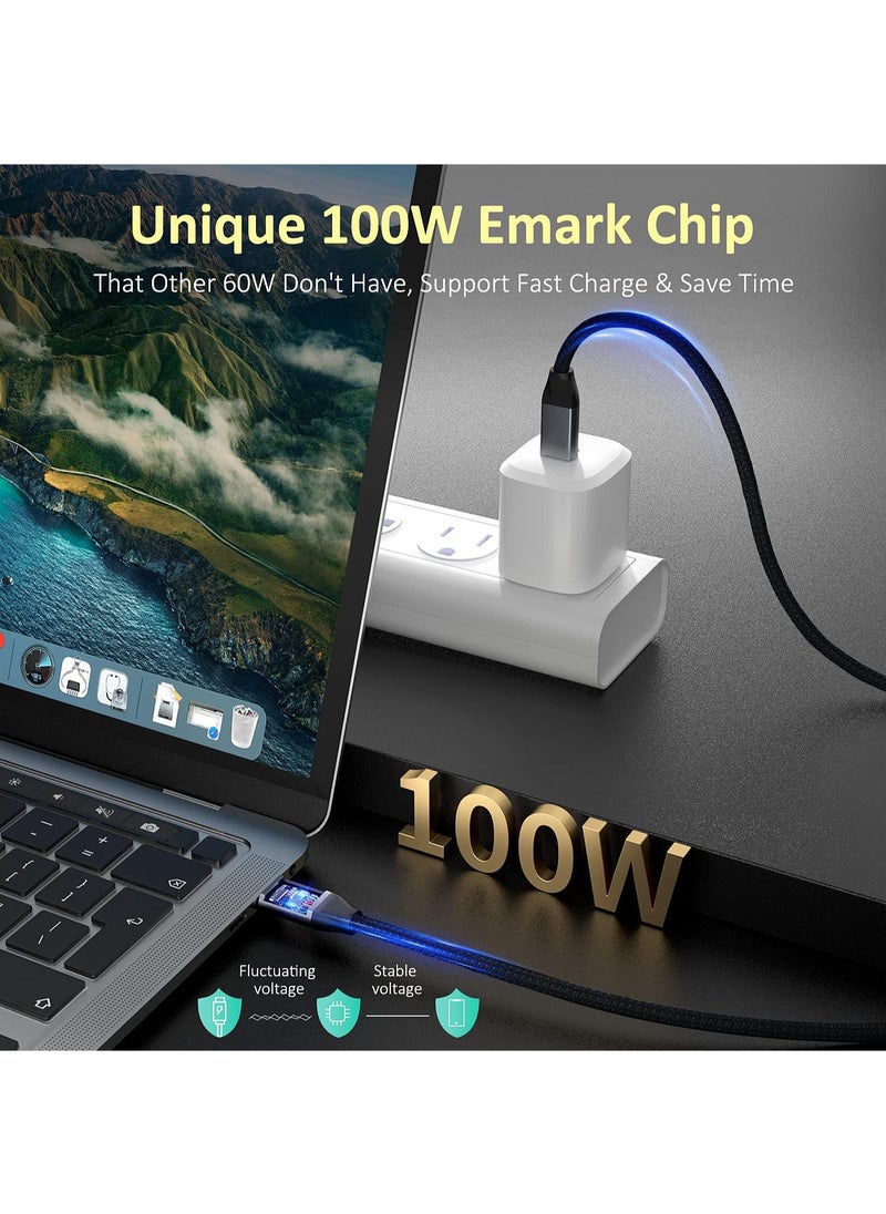 Mi VAZA - كابل Tyep-C إلى Tyep-C USB 3.2 - نقل بيانات بسرعة 10 جيجابت في الثانية - كابل شاشة 4K و8K - كابل مجدول عالي الكثافة - كابل شحن سريع 100 وات متوافق مع iOS iPhone/MacBook/iPad/Android/Samsung - Image 1
