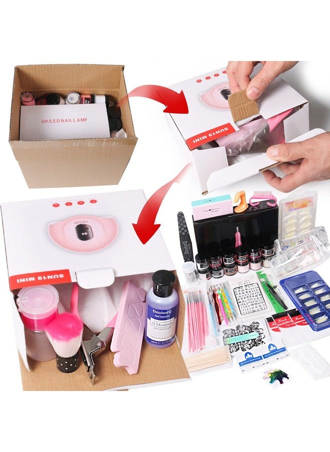 DOUBORQ Acrylic Nail Art Kit-Nail Art Manicure Set Acrylic Powder Brush Glitter File French Tips U V Lamp Nail Art Decoration Tools Nail Drill kit for beginners with everything at home  - Image 2