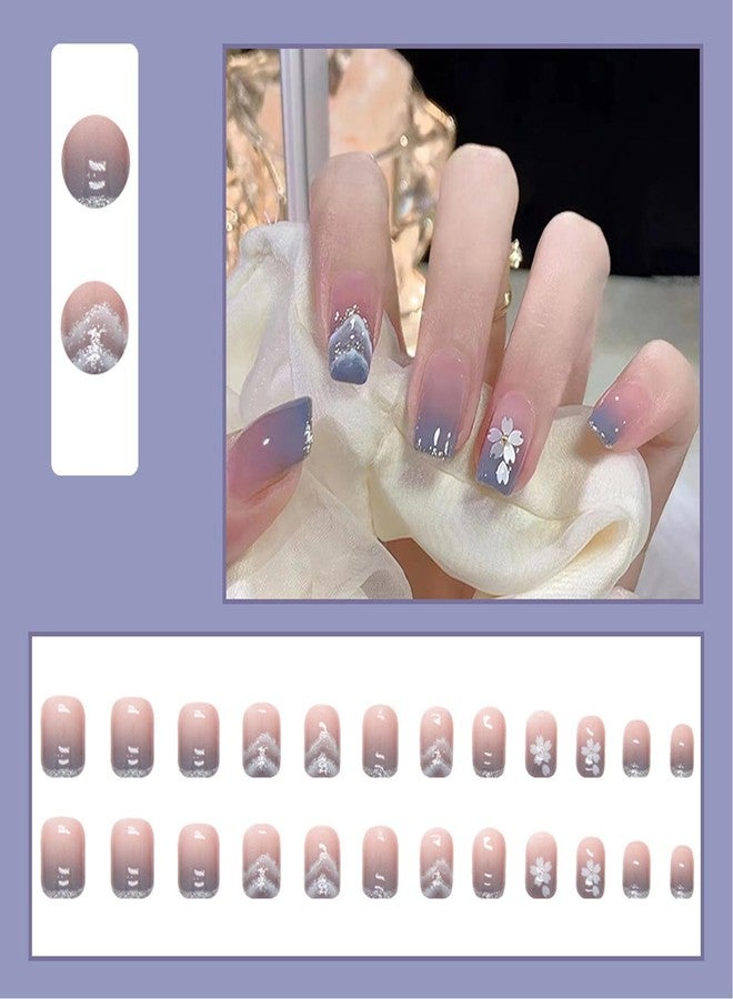 Aeenioy 48 Pieces Press On Nails, Fake Nails Square Shiny Glitter Stick On Nails for Women, Nail Extensions with Nail Glue, Nail Art Kit for Party Wedding Date Prom - Image 4