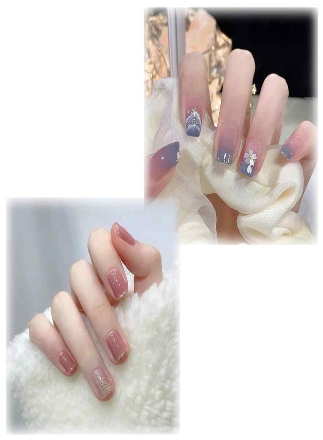 Aeenioy 48 Pieces Press On Nails, Fake Nails Square Shiny Glitter Stick On Nails for Women, Nail Extensions with Nail Glue, Nail Art Kit for Party Wedding Date Prom - Image 1