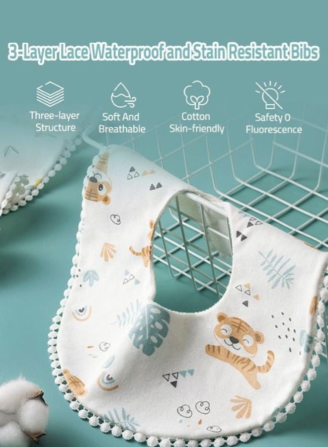 6 قطع من مريلة الأطفال بتصميم بتلة قابلة للدوران 360 درجة مريحة للتغذية والأكل وسيلان اللعاب من 0 إلى 2 سنة للأولاد والبنات - Image 3