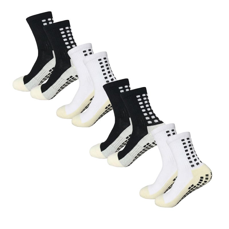 Yufree 4 Pairs Mens Grip Soccer Socks Non Slip Grippy Women Socks for Football Basketball Sports - Image 1