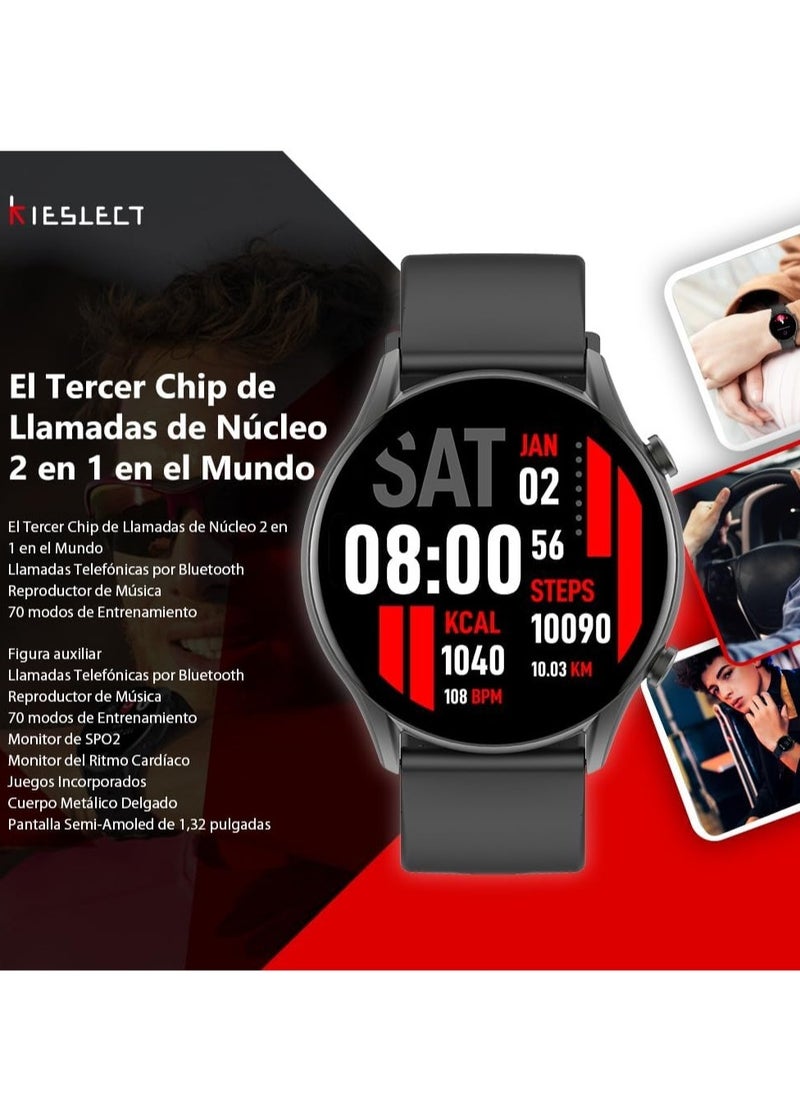 KIESLECT - kr calling smart watch black with stronger Bluetooth connection , 70 Workout Modes - Image 1