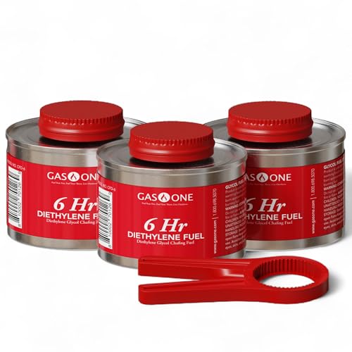 GasOne Gas One 3 Pack 6 Hour Chafing Fuel - Food Warmer for Chafing Dish Buffet Set - Reusable Liquid Safe Fuel With Wick & Lid Opener - Image 1