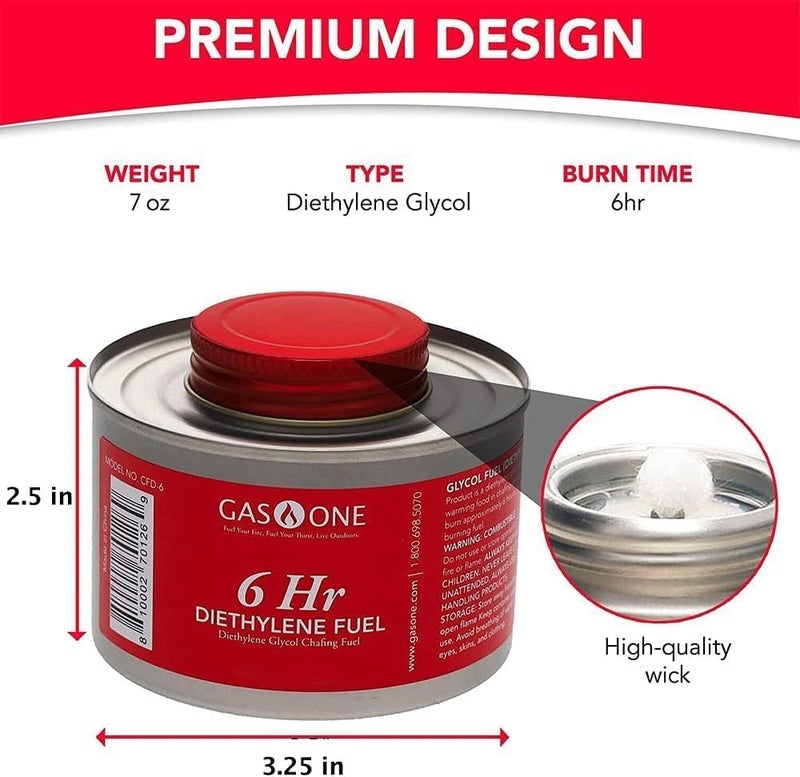 GasOne Gas One 3 Pack 6 Hour Chafing Fuel - Food Warmer for Chafing Dish Buffet Set - Reusable Liquid Safe Fuel With Wick & Lid Opener - Image 2
