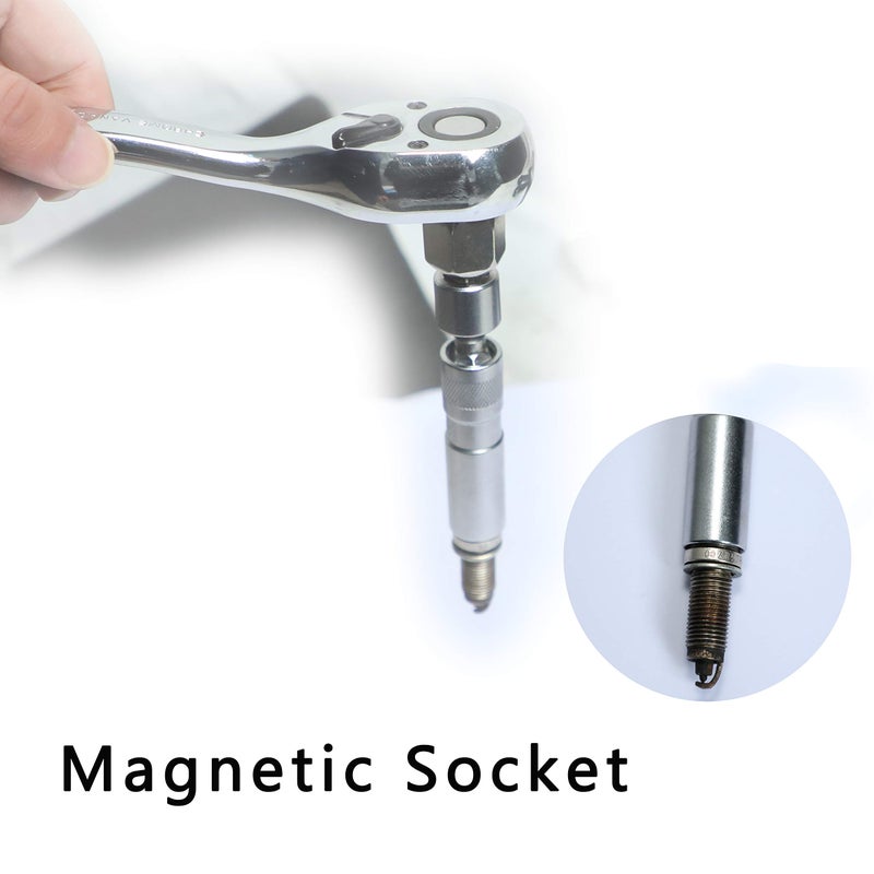 DPTOOL 16mm Magnetic Thin Wall Spark Plug Socket Universal Joint 3/8-Inch Drive Swivel Socket Removal Tool 12pt 96L (16mm) Compatible with BMW - Image 3