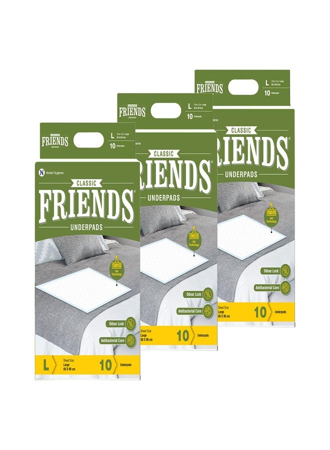 Friends Classic Large Disposable Underpads for Adults (60x90 cm) | 30 Count | Highly Absorbent | Unisex | Rash Protection | Converts Liquids to Gel | Cottony Soft | Anti-Bacterial & Leak-Proof - Image 1