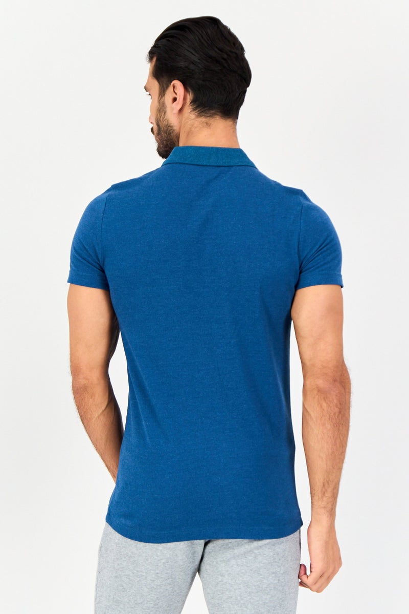 PUMA قميص بولو قصير الأكمام للرجال، مناسب للرياضة، خارجي، لون أزرق هذر - Image 2