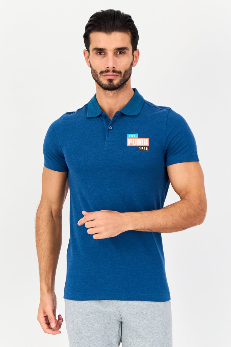 PUMA قميص بولو قصير الأكمام للرجال، مناسب للرياضة، خارجي، لون أزرق هذر - Image 1