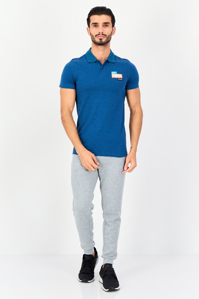 PUMA قميص بولو قصير الأكمام للرجال، مناسب للرياضة، خارجي، لون أزرق هذر - Image 3