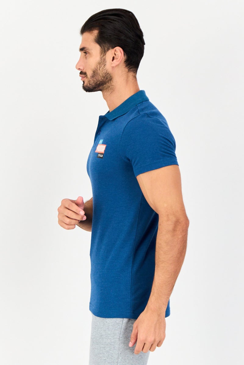 PUMA قميص بولو قصير الأكمام للرجال، مناسب للرياضة، خارجي، لون أزرق هذر - Image 4