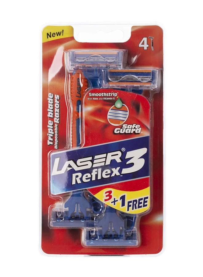 LASER شفرة حلاقة ريفليكس 3 القابلة للاستخدام مرة واحدة بـ 4 شفرات للرجال 4 شفرات - Image 1