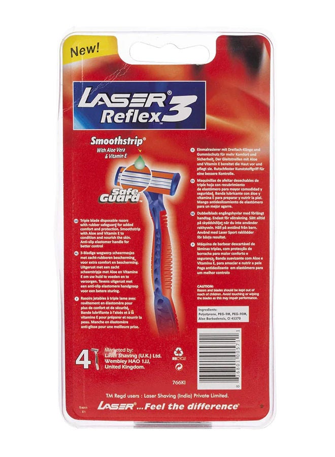 LASER شفرة حلاقة ريفليكس 3 القابلة للاستخدام مرة واحدة بـ 4 شفرات للرجال 4 شفرات - Image 2