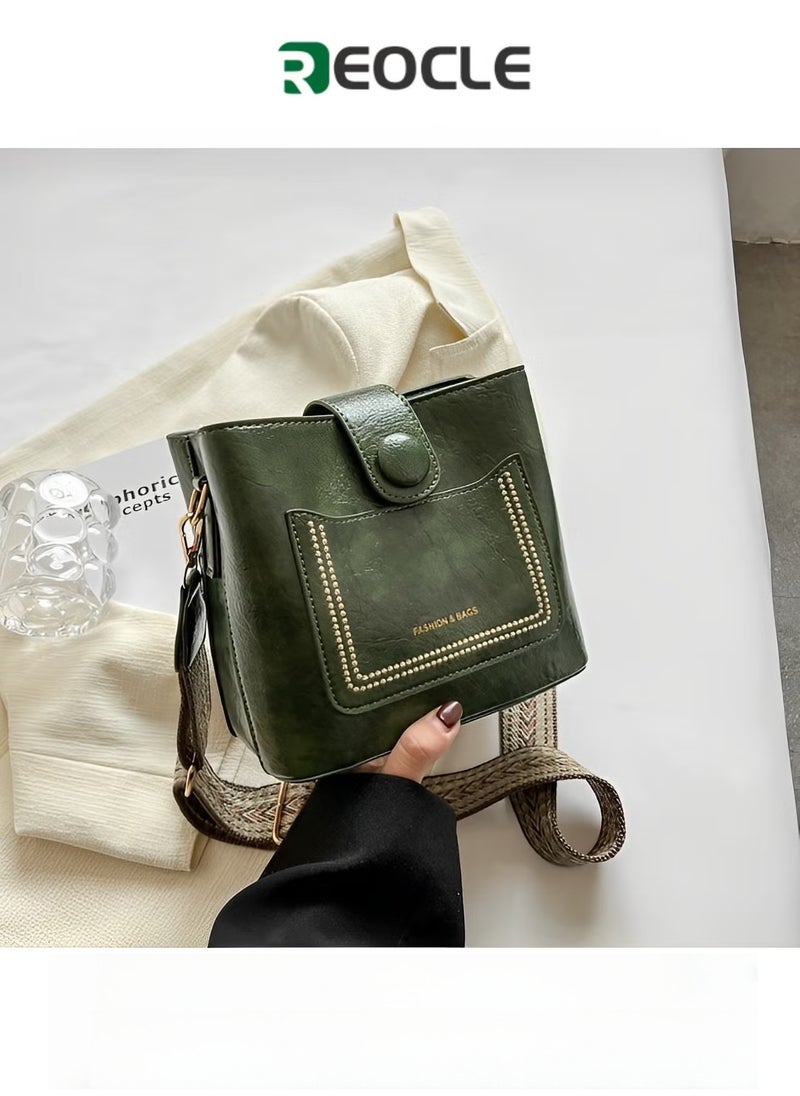 REOCLE Women's Crossbody Bag Soft Washed Leather Multi Pocket Shoulder Bag Cross Body Purses Multi-use Bag with Wide Shoulder Belt - Image 1