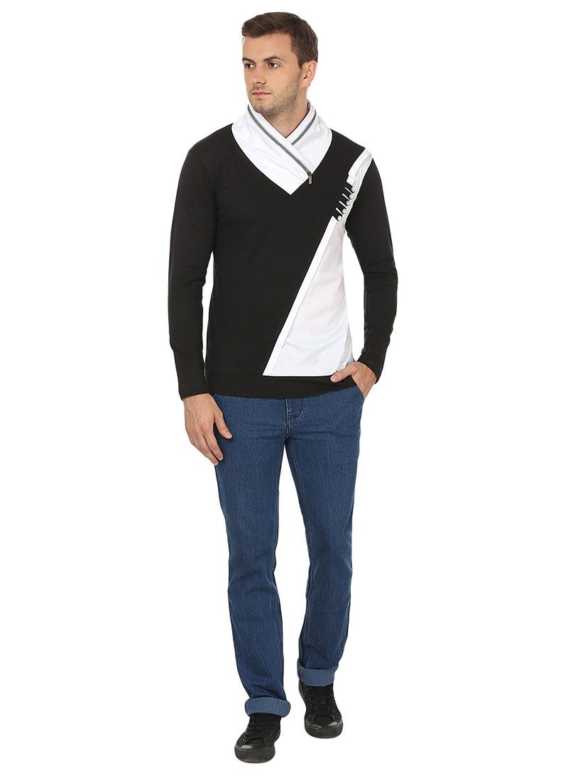 Black Collection Men's Plain Slim Fit Full Sleeve T-Shirt(BCSA0016_Black_Full_XL) - Image 5