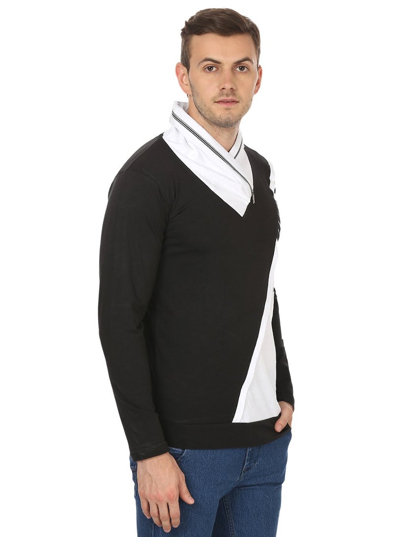 Black Collection Men's Plain Slim Fit Full Sleeve T-Shirt(BCSA0016_Black_Full_XL) - Image 4