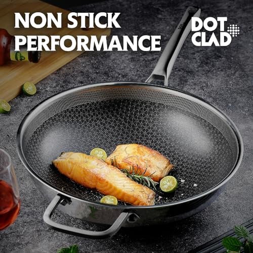 DOTCLAD Wok pan,Hybrid 13 inch Wok with Lid, PFOA Free Cookware,non stick Stainless Steel Woks & Stir-fry pans Nonstick, Dishwasher and Oven Safe, Works on Induction - Image 2