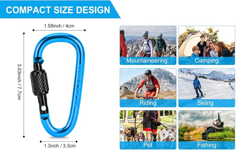 Aluminum Carabiner: 1 Black Sturdy Alloy Clip - Eye-catching Colorful Design Keychain for Outdoor Camping Hiking Travel Household Use - Image 2