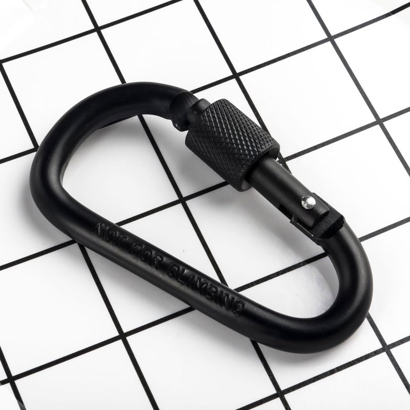 Aluminum Carabiner: 1 Black Sturdy Alloy Clip - Eye-catching Colorful Design Keychain for Outdoor Camping Hiking Travel Household Use - Image 1