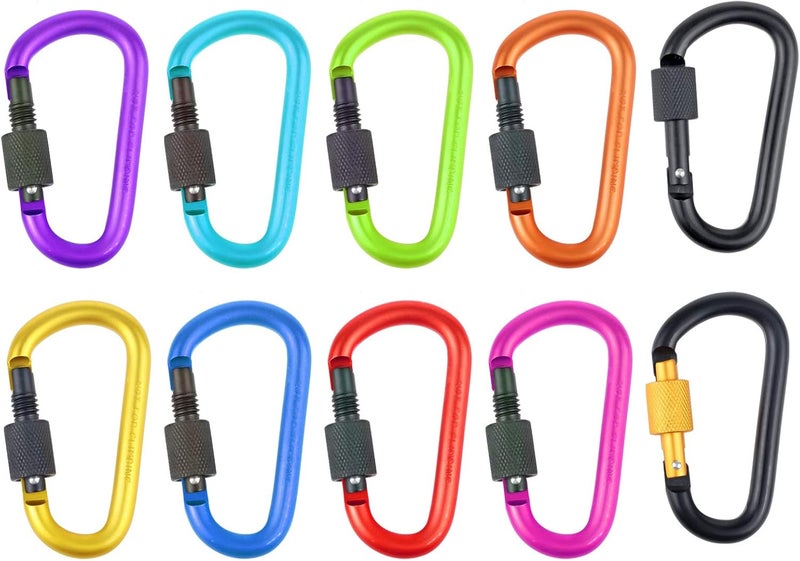 Aluminum Carabiner: 1 Black Sturdy Alloy Clip - Eye-catching Colorful Design Keychain for Outdoor Camping Hiking Travel Household Use - Image 3