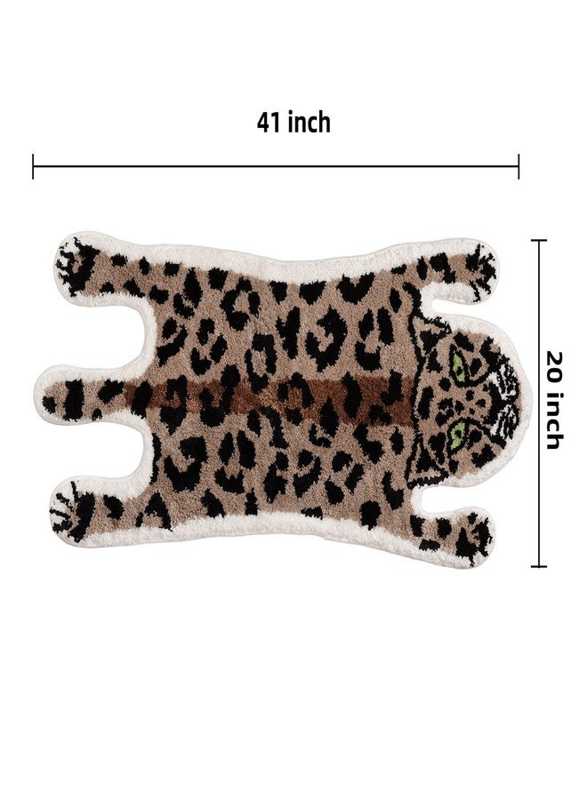 Panstar Leopard Bath Mat for Bathroom, Cute Brown Leopard Cartoon Bath Mats Non Slip Animal Shaped Absorbent Bathtub Rug Bathroom Plush Shower Rugs - Image 4