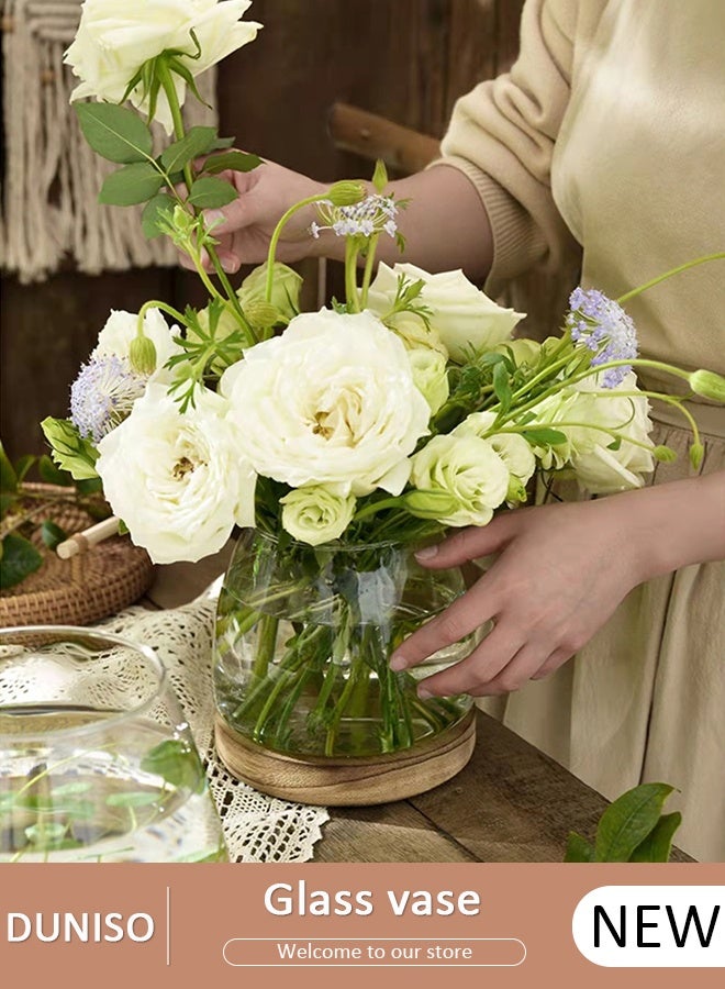 DUNISO Glass Vases for Decor, Decorative Vases for Flowers, Aesthetic Clear Vases for Living Room Decorations, Modern Hydroponic Glass Transparent Vase Vase for Dining Table Home Decor - Image 1