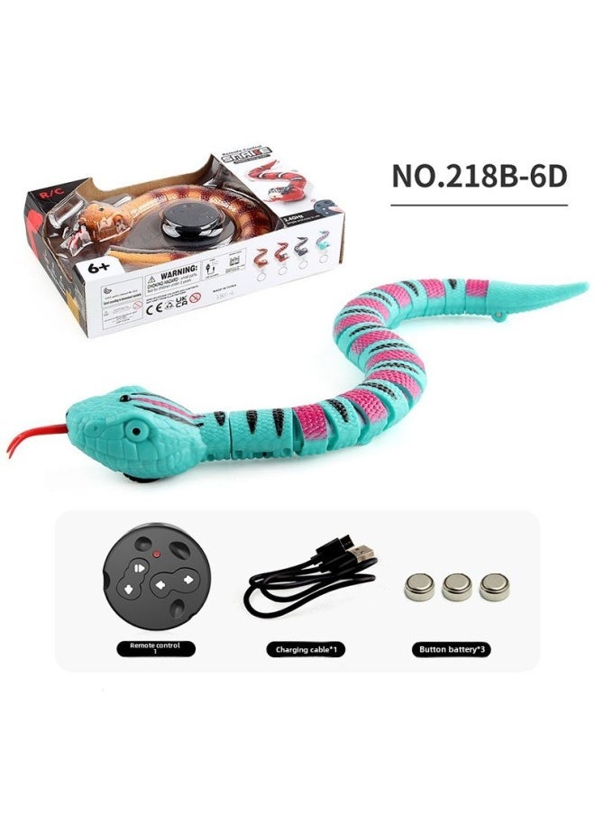 Children's Funny Remote Control Snake Cobra Remote Control Mouse Electronic Pet Infrared Remote Control Simulation Electric Toy-color:218B-6D Rattlesnake Blue Green 218g-Specifications:Support Labeling And Qualification Reports  - Image 1